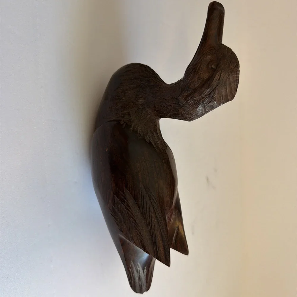 Vintage Hand Carved Iron Wood Duck Decoy Mid Century‎ Home Decor Art